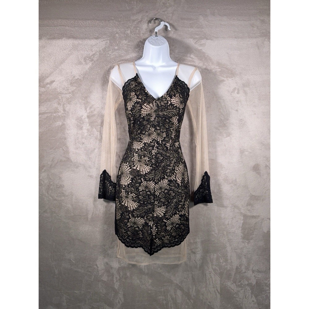 Vintage‎ Josh & Jazz Dress Womens Size 3/4 Black Lace Sheer Cocktail Party USA